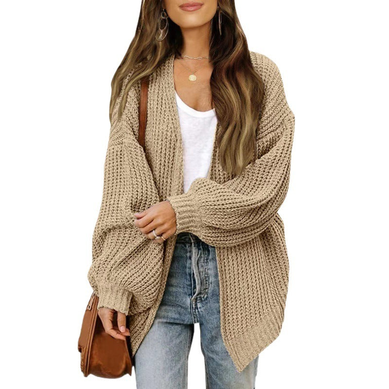 Loose Retro Sweater Coat Women's Mid-length Knitted Cardigan