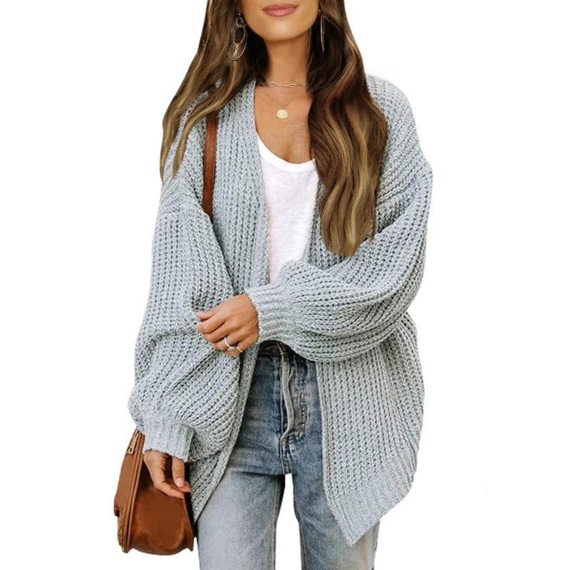 Loose Retro Sweater Coat Women's Mid-length Knitted Cardigan