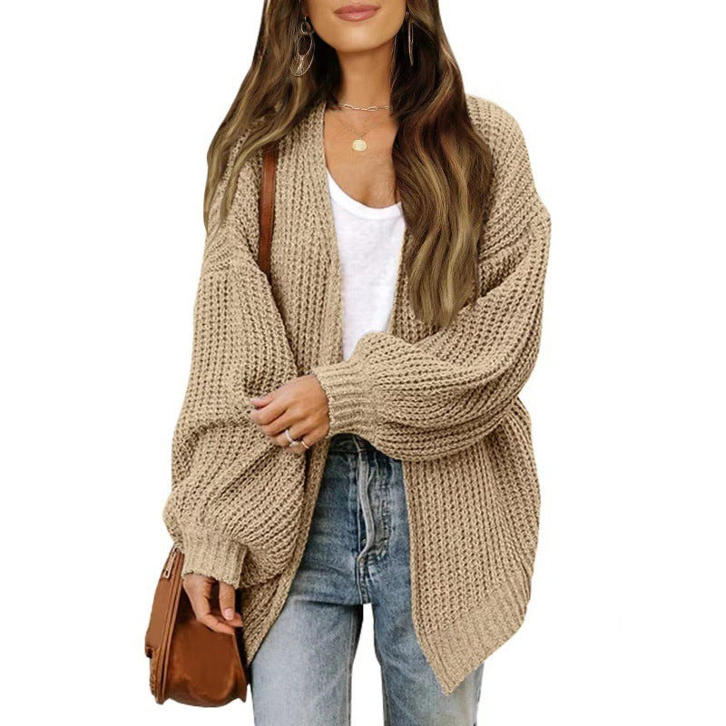 Loose Retro Sweater Coat Women's Mid-length Knitted Cardigan