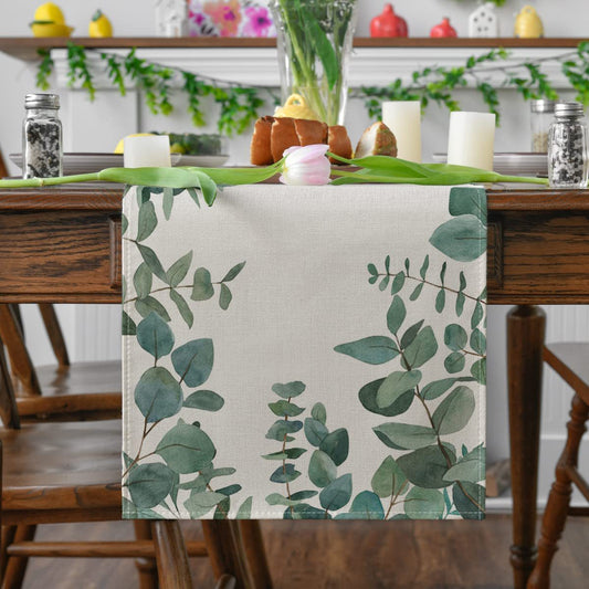 Plant Green Leaf Spring Atmosphere Linen Table Runner Table Towel