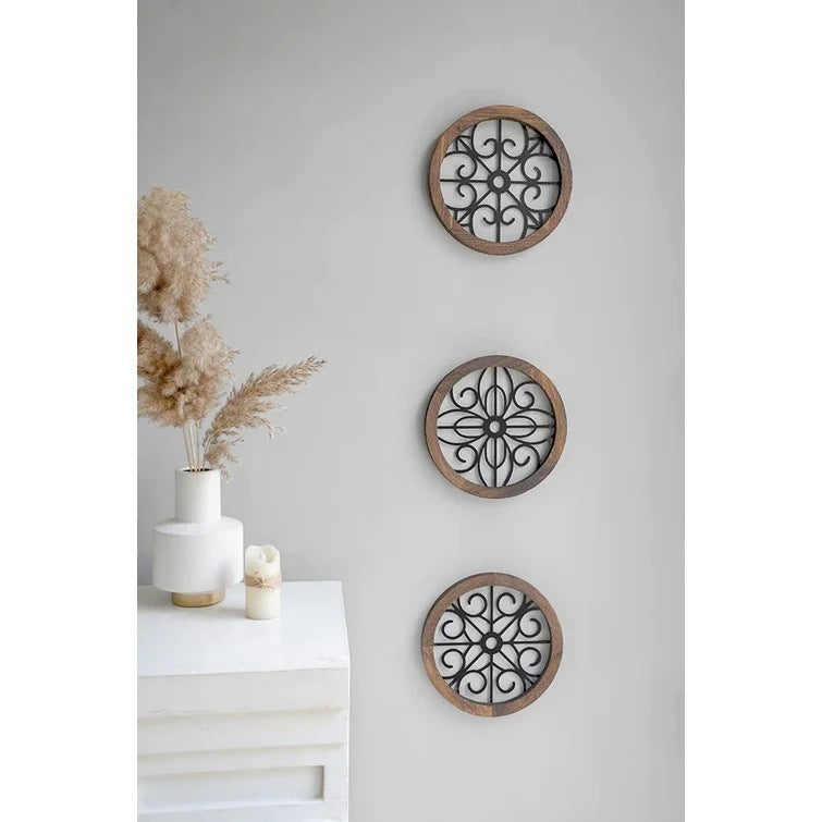 Round Geometric Art Distressed Wall Hanging Decoration