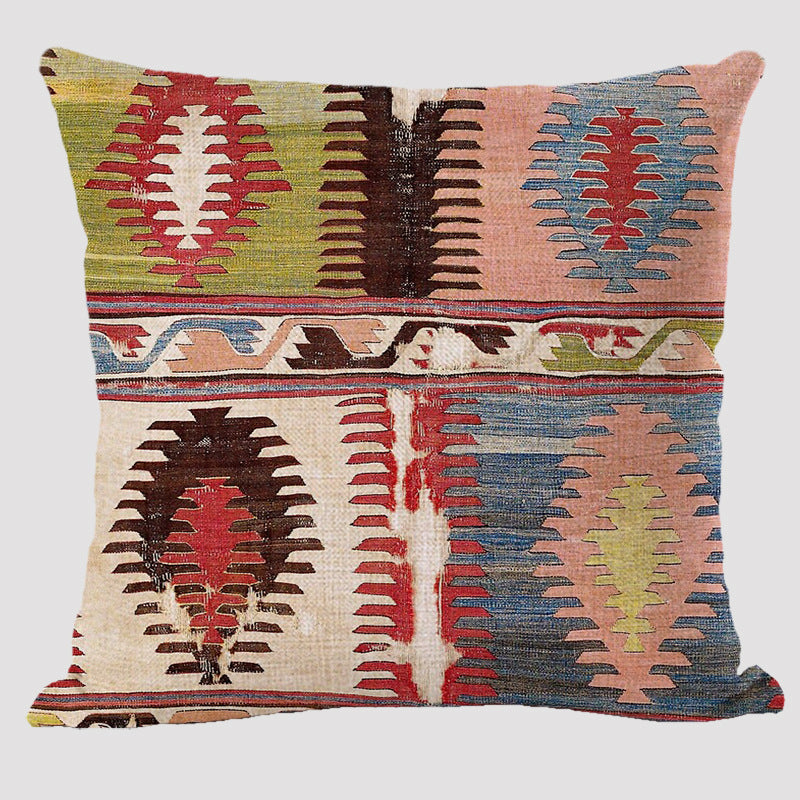 Bohemian Double-sided Pillow Ethnic Style Linen Color