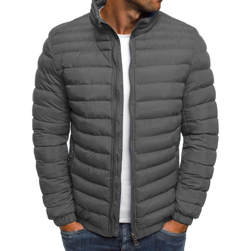 Men Jacket Zipper Thicken Cotton Padded Overcoat For Outdoor