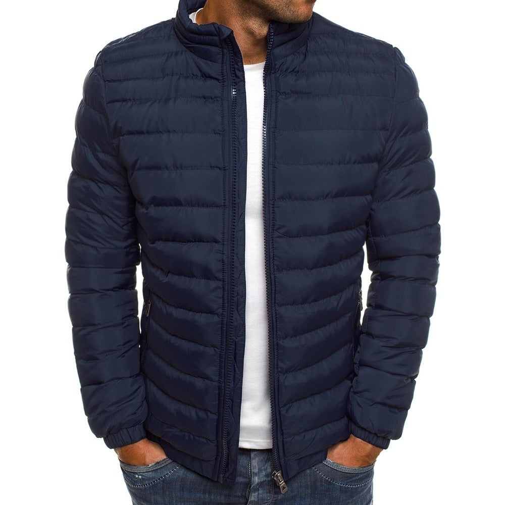 Men Jacket Zipper Thicken Cotton Padded Overcoat For Outdoor