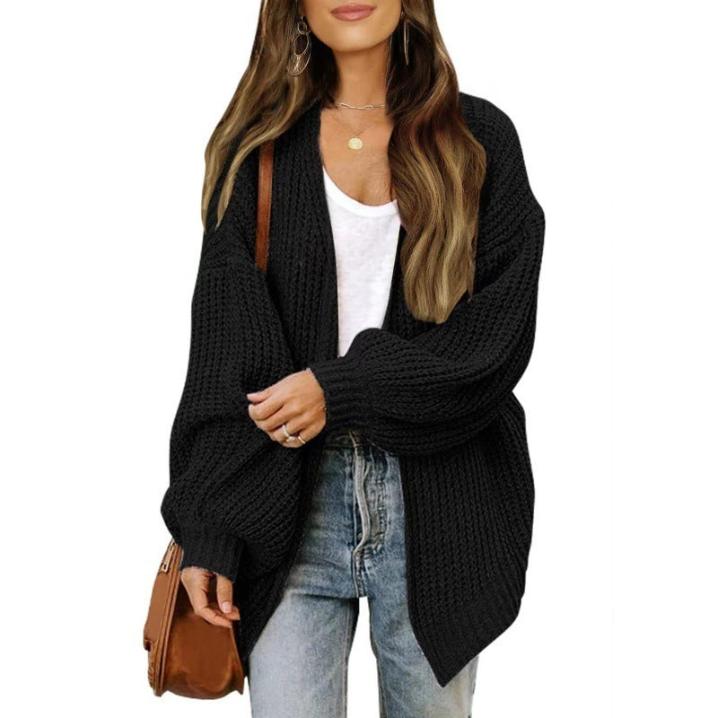 Loose Retro Sweater Coat Women's Mid-length Knitted Cardigan